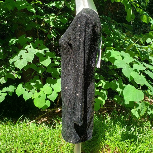 KAOS Mini Party Dress in Black Sequins Size 8 - Picture 4 of 11
